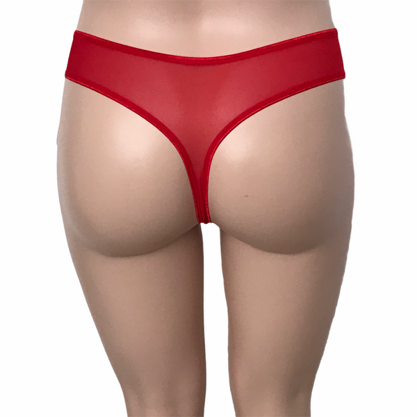 Elomi Matilda flame red thong back view.